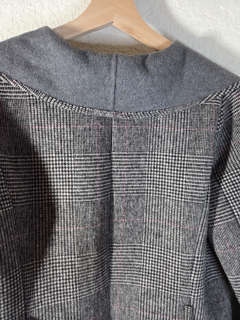 Lucky Brand Glen Plaid Waterfall Wool Blend Wrap Coat Gray Size XS - Picture 4 of 11